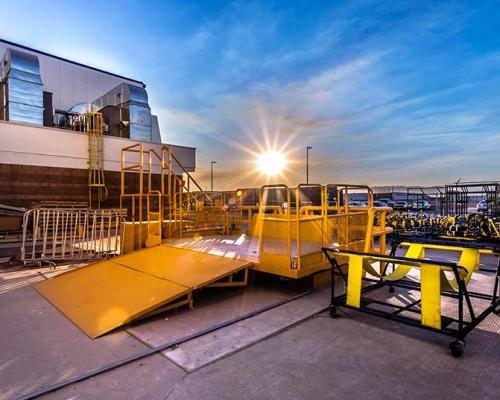 Material handling equipment outside the Collins Aerospace facility